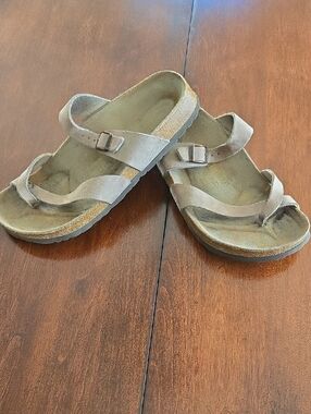 Papillio By BIRKENSTOCK Suede Toe-Loop Sandals in Taupe